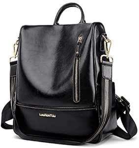 LAORENTOU Cow Leather Backpack Purse for Women Antitheft Rucksack Ladies Shoulder Bag Leather Handbag Backpacks