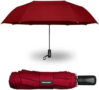 PROSTORM Windproof Vented Travel Umbrella - Automatic Open & Close - Strong, Wind Resistant, Pro Storm, Small, Compact, Mini, Folding & Portable - Backpack, Car, Purse, Umbrellas for Rain, Men & Women