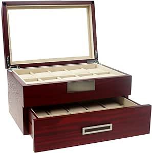 Decorebay Cherry Oak Wood 20 Slot Watch display case and Jewelry Box Storage Organizer (Darling)
