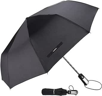 TradMall Travel Umbrella Windproof with 46/56 Inches Large Canopy 10 Reinforced Fiberglass Ribs Ergonomic Handle Auto Open & Close