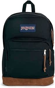 JanSport Right Pack Backpack - Travel, Work, or Laptop Bookbag with Leather Bottom, Black