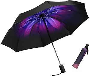 LLanxiry Compact Travel Umbrella,Windproof Waterproof Stick Umbrella Anti-UV Protection Golf Umbrellas