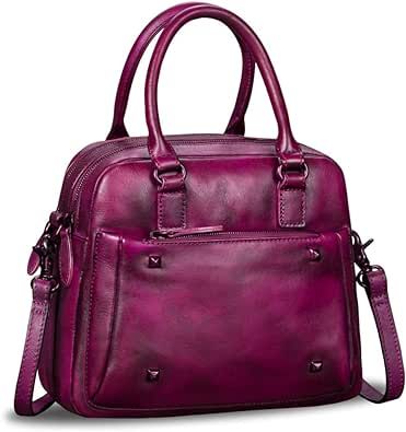 Genuine Leather Satchels Top Handle Bags for Women Handmade Vintage Crossbody Bag Purse