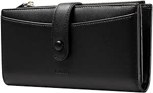 Vulkitty Wallet for Women Large Capacity Leather Purse RFID Blocking Credit Card Organizer with Zipper Pocket(Black)