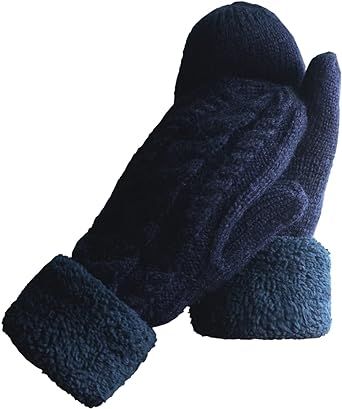 Women's Winter Gloves Warm Lining - Cozy Wool Knit Thick Gloves Mittens