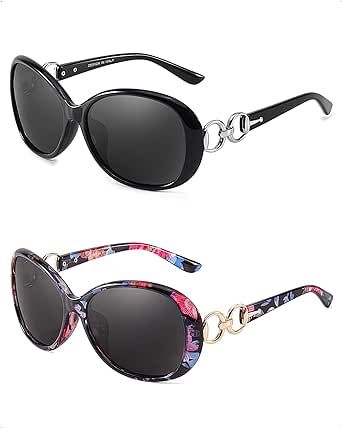 FIMILU 2 Pack Polarized Sunglasses for Women Retro Stylish Jackie O Sunglasses UV400 Protection for Outdoors