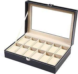 Black PU Leather 12 Slots Watch Display Box Storage Holder Organizer Case Jewelry Boxes Watch Display Boxes