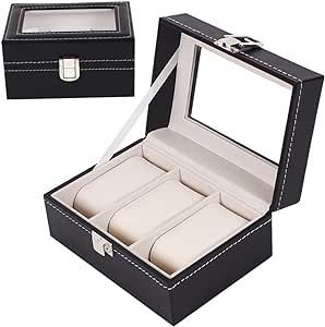 3 Grids Watch Box PU Leather Watch Case Holder Organizer Storage Box for Watch Jewelry Display Watch Display Boxes