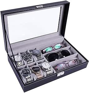 PU Leather Watch Box Luxury Watch Case Holder Jewelry Organizer Storage Box for Watches Sunglass Organizer Case Holder Watch Display Boxes