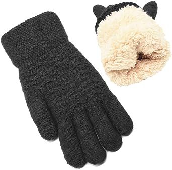 Women's Winter Warm Touch Screen Gloves Womens Thermal Cable Knit Wool Fleece Lined Glove for Cold Weather