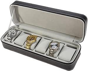 6 Grids Faux Leather Watch Box Jewelry Bracelet Storage Organizer Display Box Watch Display Boxes