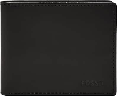 Fossil Men's Derrick Leather RFID-Blocking Bifold with Flip ID Wallet, Black, (Model: ML3681001)