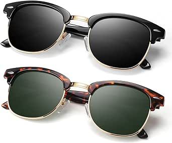 ANZIW Polarized Sunglasses Men Women,Semi Rimless Retro Shades UV400 Protection