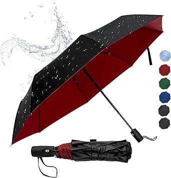 ALFROTEY Compact Travel Umbrella for Rain Portable Automatic Open and Close Windproof Sun Umbrella UV Protection Lightweight Small Folding Car Umbrella for Women and Men
