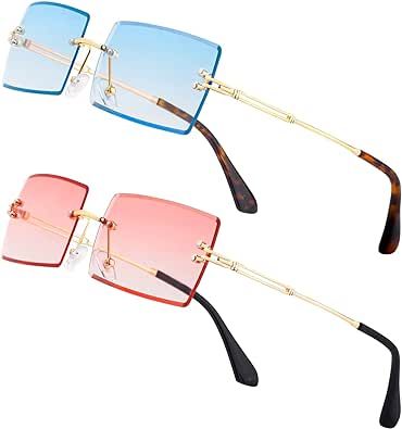 Stylish Small Rectangle Sunglasses Women Men Tinted Frameless Eyewear Ultralight Candy Color Ocean Sun Glasses Shades NP1034