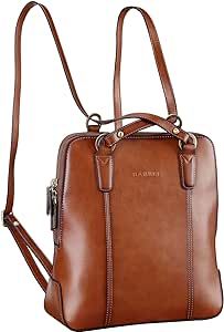 Banuce Fashion Leather Convertible Backpack Purse for Women Small Shoulder Bag Daypack Brown