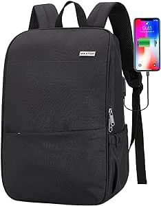 MAXTOP Deep Storage Laptop Backpack with USB Charging Port[Water Resistant] College Computer Bookbag Fits 16 Inch Laptop,Black