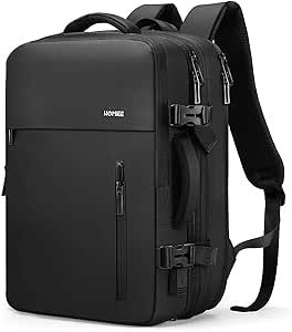 HOMIEE Travel Backpack Personal Item Bag for Airlines, 18x14x8 Inches Carry on Luggage Waterproof, Flight Approved 40L Expandable Large Suitcase Fits 17 Inch Laptop, Black