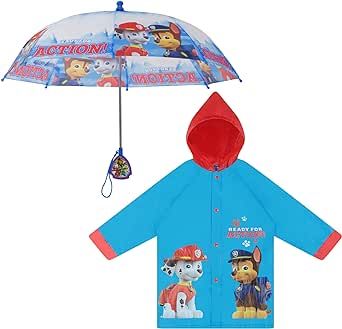 Nickelodeon Kids Umbrella and Slicker, Paw Patrol Toddler Boy Rain Wear Set, for Ages 2-7