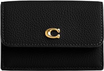 Coach Women's Essential Polished Pebble Mini Trifold Wallet, B4/Black, One Size