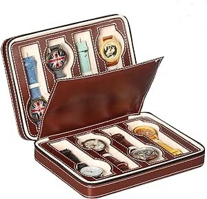 8 Grids Watch Box Organizer Faux Leather Watch Display Box Watch Storage Box Case Watch Organizer Box Brown Watch Display Boxes