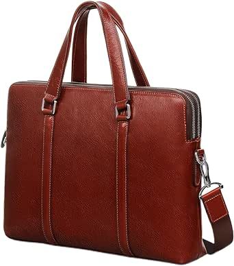 Genuine Leather Briefcase and Messenger Bag for Men, Fits 15.6 inch Laptop, Ideal for Work, Travel and Business