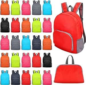 Ayearparty 48Pcs 17Inch Backpack in Bulk Foldable Classic Back Packs Colorful Book Bags Assorted Colors Lightweight Bookbags for Outdoor Travel Student School Supply 8 Colors