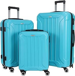 MIAZIB Luggage 3 Piece Suitcase Set Hardside Hardshell Lightweight,luggage sets carry on Luggage suitcases with wheels suitable for Travel/Business Travel/School Suitour (Bright blue)