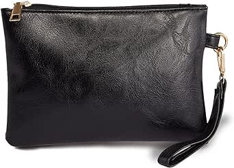 K.E.J. Wristlet Clutch Purses for Women Leather Wallet Purses Gray Small Purse Wristlet Wallet for Women Ladies Gifts