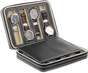 8 Grids Watch Display Storage Box Case Travel Watch Case Faux Leather Black Watch Display Boxes