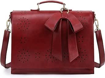 ECOSUSI Women's Briefcase Vegan Leather Laptop Bag for Work Shoulder Computer Satchel Bag with Detachable Bow