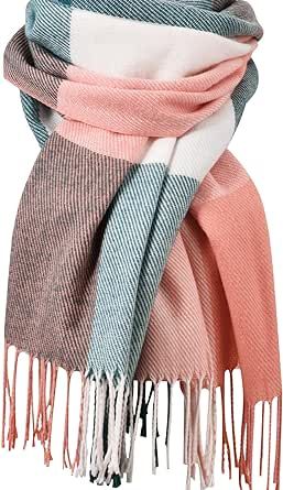 Clothirily Womens Winter Scarf, Fashion Cashmere Feel Plaid Scarfs for Women, Pashmina Shawls and Wraps, Long Blanket Scarf