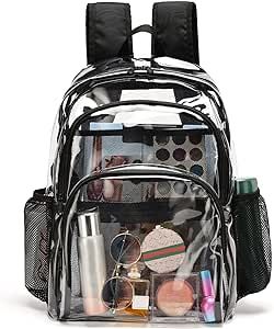 KUI WAN Clear Backpack,Clear Bag Stadium Approved Large Clear Backpack Heavy Duty PVC Transparent Bag for Stadium,School