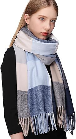RIIQIICHY Plaid Scarfs for Women Fall Winter Scarves Pashmina Shawls and Wraps for Evening Dresses