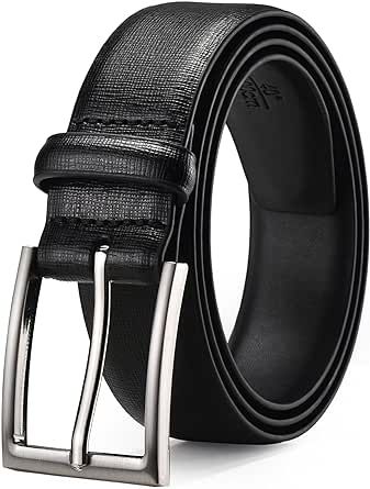 LCG LUCHENGYI Mens Genuine Leather Dress Belt Classic Casual Belt with Single Prong Buckle for Jeans Pants Work and Business