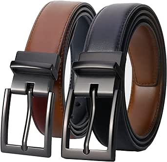 Lavemi Mens Belt Reversible 100% Italian Leather Dress Casual,One Reverse for 2 Colors,Trim to Fit