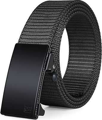 FAIRWIN Men's Ratchet Web Belt,1.25 inch Nylon Automatic Buckle Belt,No Holes Invisible Belt for Men