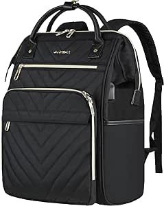 VANKEAN 17 Inch Laptop Backpack for Women Men Fashion Computer Work Bag, Large Capacity Waterproof Backpack with USB Port & RFID Pockets, College Daypack Business Travel, Black