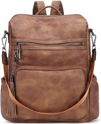 CLUCI Leather Backpack Purse for Women Designer Ladies Large Travel Convertible Shoulder Bag