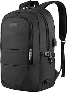 AMBOR Travel Laptop Backpack,17.3 inch Anti Theft Business Laptop Carry on Backpack with USB Charging Port and Headphone Interface, Backpack for Men & Women,Black