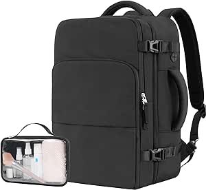 Beraliy Travel Backpack, Lightweight Personal Item Bag for Airlines, Carry On Luggage, Durable Hiking Backpack,Laptop Backpack, College Work Gym Weekender Bag Men Women, Black