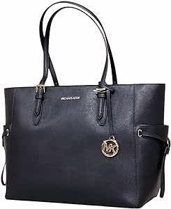 Michael Kors Gilly Large Jet Set Drawstring Top Zip Tote Black Saffiano Leather