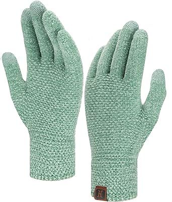 FZ FANTASTIC ZONE Womens Winter Touchscreen Gloves for Cold Weather, Chenille Warm Knit Gloves