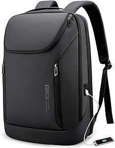BANGE Business Smart Backpack Waterproof fit 15.6 Inch Laptop Backpack with USB Charging Port,Travel Durable Backpack (Black(three Pocket), Large)