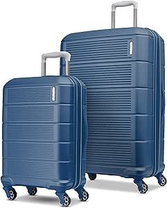 American Tourister Stratum 2.0 Expandable Hardside Luggage with Spinner Wheels, 2-Piece Set 20/28, Blue