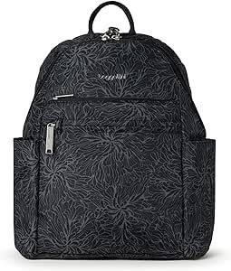 Baggallini Women's Anti-Theft Vacation Backpack, Midnight Blossom, One Size