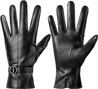 Womens Winter Leather Gloves Touchscreen Texting Warm Driving Lambskin Gloves