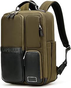LAPOLAR 15.6 Inch Carry on Backpack, Outdoor Travel Laptop Backpack, Multifunctional Daily Business Computer Backpack Durable Water Backpack (Army green)