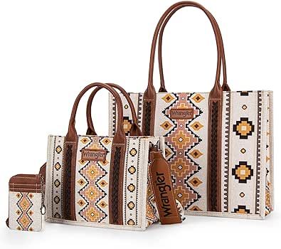 Wrangler Aztec Tote Bag for Women Boho Shoulder Purses and Handbags Set