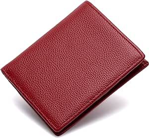 Bveyzi Ultra Slim Small Leather Women Wallet Rfid Blocking Tiny Thin Bifold Pocket Ladies Purse(Wine Red)